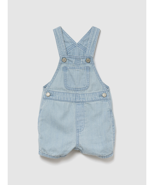 GAP(ギャップ)の「デニムショートオール (ベビー)(サロペット/オーバーオール・キッズ・インディゴブルー・90cm/80cm/70cm/60cm)」の1枚目の写真