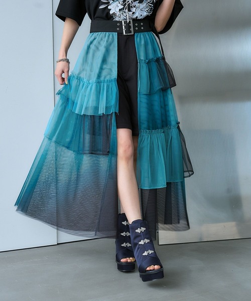 HARE（ハレ）の「アソートチュールティアードベルトスカート(HARE)（スカート・レディース・グレー/ブラック/グリーン/ブルーグリーン・FREE）」の4枚目の写真