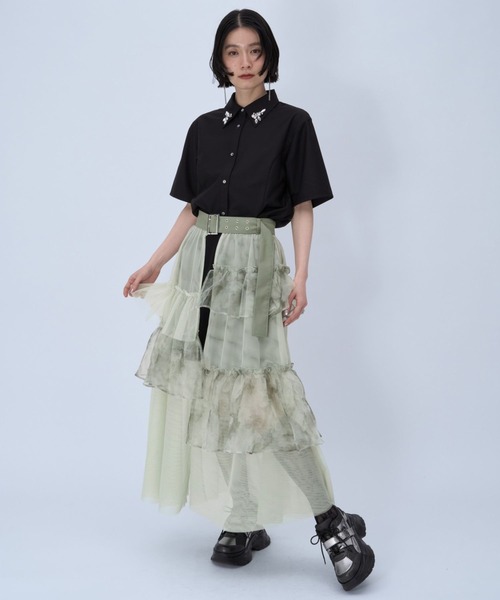 HARE（ハレ）の「アソートチュールティアードベルトスカート(HARE)（スカート・レディース・グレー/ブラック/グリーン/ブルーグリーン・FREE）」の11枚目の写真