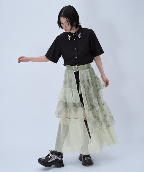 HARE（ハレ）の「アソートチュールティアードベルトスカート(HARE)（スカート・レディース・グレー/ブラック/グリーン/ブルーグリーン・FREE）」の12枚目の写真