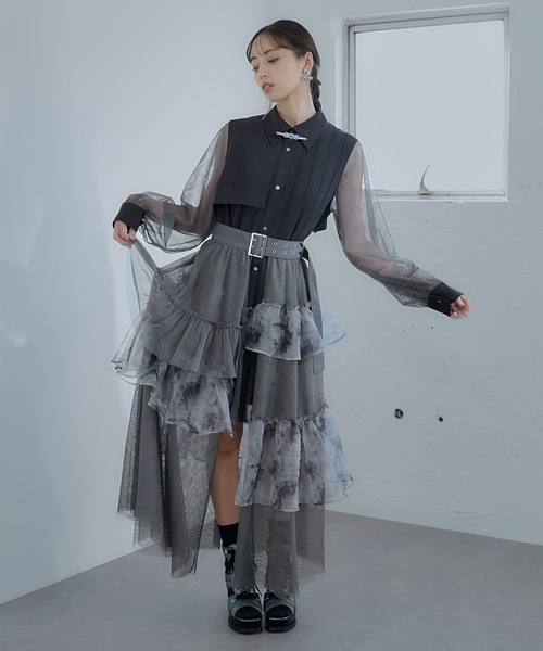 HARE（ハレ）の「アソートチュールティアードベルトスカート(HARE)（スカート・レディース・グレー/ブラック/グリーン/ブルーグリーン・FREE）」の9枚目の写真