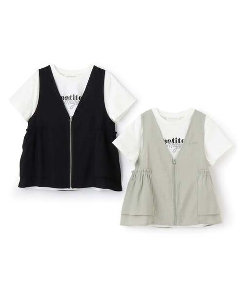 pom ponette junior(ポンポネットジュニア)の「ペプラムジレ×インナーTシャツ(シャツ/ブラウス・キッズ・ブラック/カーキ・LL(165cm)/L:160cm/M:150cm/S:140cm)」の13枚目の写真