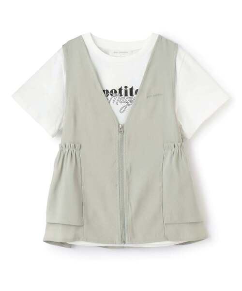 pom ponette junior(ポンポネットジュニア)の「ペプラムジレ×インナーTシャツ(シャツ/ブラウス・キッズ・ブラック/カーキ・LL(165cm)/L:160cm/M:150cm/S:140cm)」の14枚目の写真