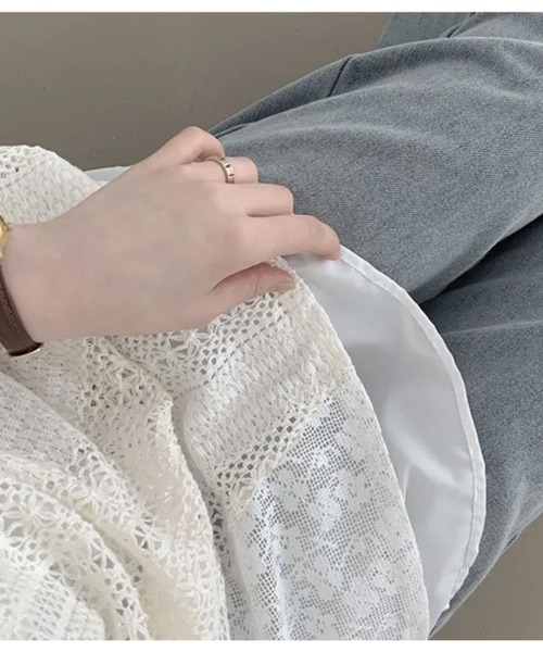 lulufa(ルルファ)の「クロシェ編み キャミワンピース / アシンメトリー リボン レース チュニック ワンピ風 重ね着 ガーリーコーデ(キャミソール・レディース・アイボリー・LARGE/MEDIUM)」の12枚目の写真