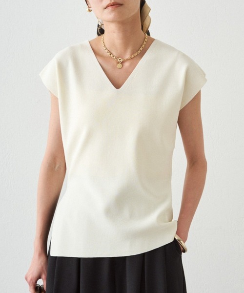 LOUNGEDRESS(ラウンジドレス)の「2WAYツヤニット(ニット/セーター・レディース・キャメル/ブラック/オフホワイト/オレンジ・FREE)」の2枚目の写真