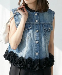 deux amour（ドゥーザムール）の「デニム裾フリルベスト（ベスト）」