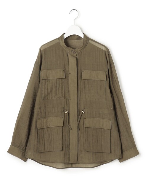 23区 S（ニジュウサンクチイサイサイズ）の「リネンミックスシアースラブ ミリタリー シャツジャケット（シャツ/ブラウス・レディース・カーキ系/ベージュ系/ブラック系・32）」の19枚目の写真