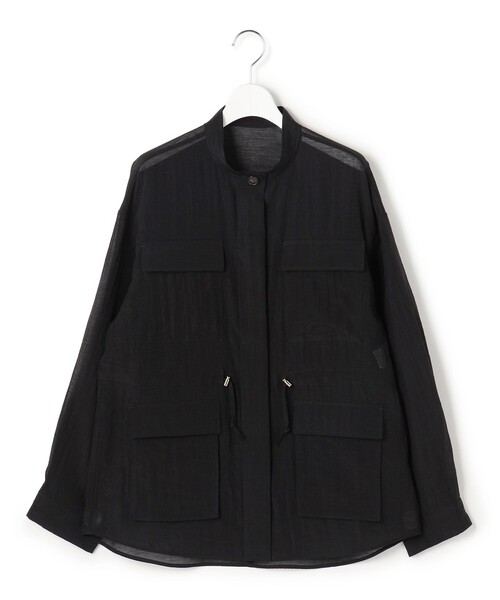 23区 S（ニジュウサンクチイサイサイズ）の「リネンミックスシアースラブ ミリタリー シャツジャケット（シャツ/ブラウス・レディース・カーキ系/ベージュ系/ブラック系・32）」の20枚目の写真