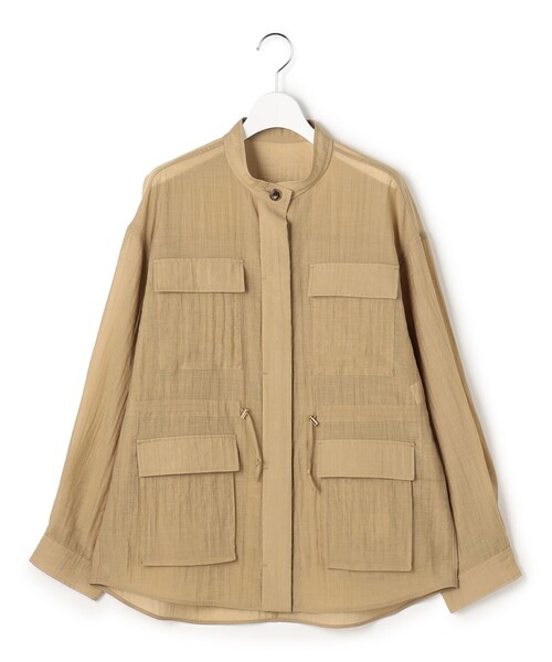 23区 S（ニジュウサンクチイサイサイズ）の「リネンミックスシアースラブ ミリタリー シャツジャケット（シャツ/ブラウス・レディース・カーキ系/ベージュ系/ブラック系・32）」の21枚目の写真