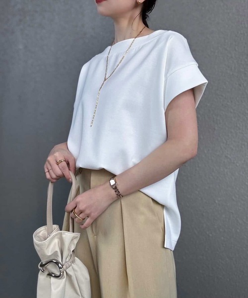 Emma Taylor(エマテイラー)の「ライトダンボールリブボートネックプルオーバー(Tシャツ/カットソー・レディース・ブラック/ホワイト/トップグレー・FREE)」の5枚目の写真