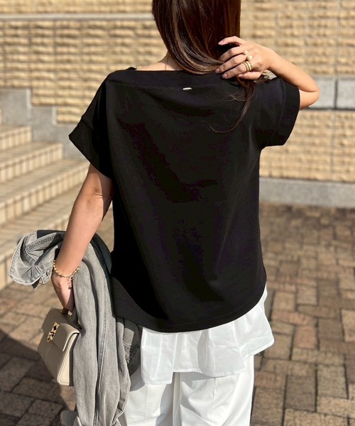 Emma Taylor(エマテイラー)の「ライトダンボールリブボートネックプルオーバー(Tシャツ/カットソー・レディース・ブラック/ホワイト/トップグレー・FREE)」の9枚目の写真