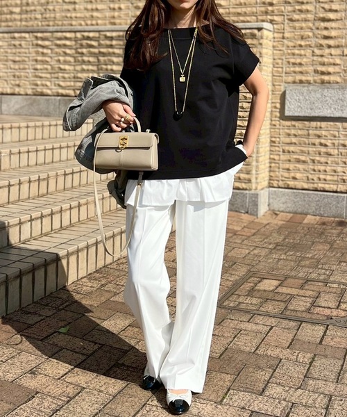 Emma Taylor(エマテイラー)の「ライトダンボールリブボートネックプルオーバー(Tシャツ/カットソー・レディース・ブラック/ホワイト/トップグレー・FREE)」の10枚目の写真