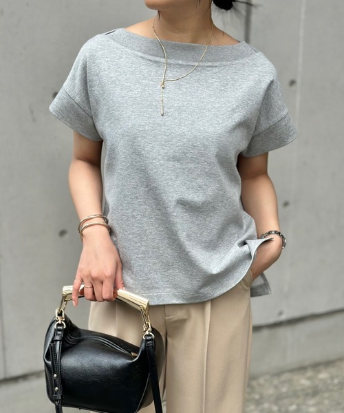 Emma Taylor(エマテイラー)の「ライトダンボールリブボートネックプルオーバー(Tシャツ/カットソー・レディース・ブラック/ホワイト/トップグレー・FREE)」の12枚目の写真