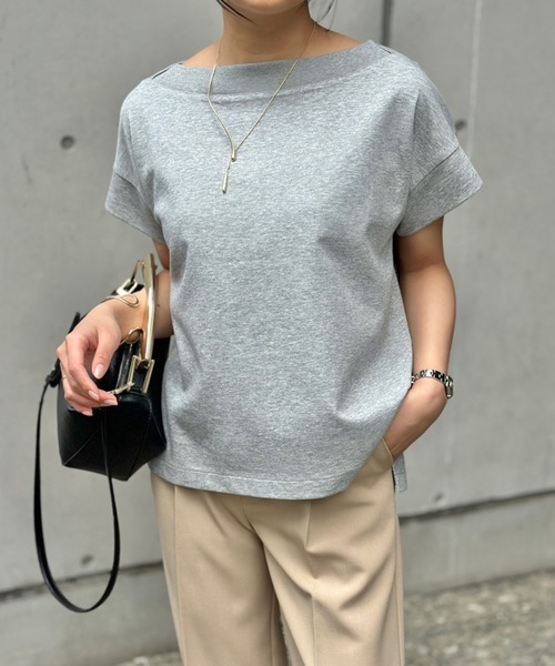 Emma Taylor(エマテイラー)の「ライトダンボールリブボートネックプルオーバー(Tシャツ/カットソー・レディース・ブラック/ホワイト/トップグレー・FREE)」の13枚目の写真