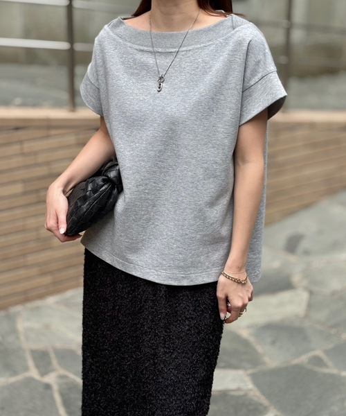 Emma Taylor(エマテイラー)の「ライトダンボールリブボートネックプルオーバー(Tシャツ/カットソー・レディース・ブラック/ホワイト/トップグレー・FREE)」の18枚目の写真