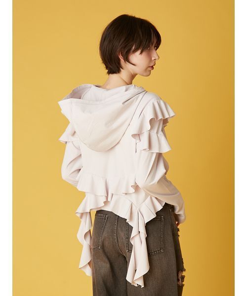 FURFUR(ファーファー)の「【UVカット】フリルパーカー/マシンウォッシャブル(パーカー・レディース・オフホワイト/ブラック/ラベンダー・F)」の12枚目の写真