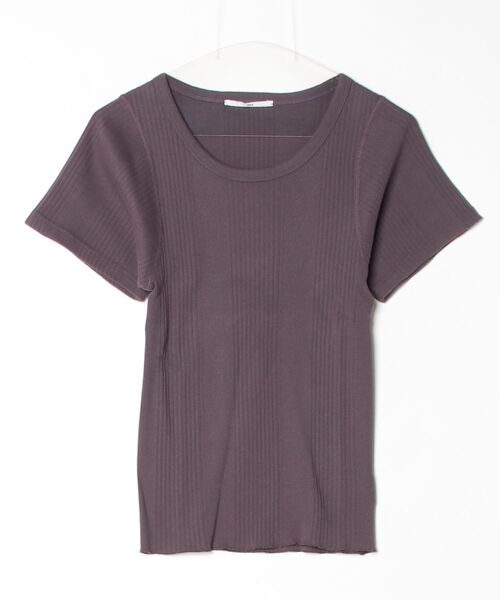 TICCA(ティッカ)の「【SE1】【TICCA/ティッカ】 TBCS-172 ランダムテレコ Tシャツ(Tシャツ/カットソー・レディース・White/ブラウン・ONE)」の2枚目の写真