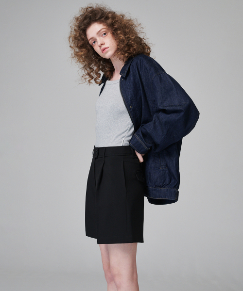 MALOUPE(マロップ)の「2205 サマー ワンタック ハーフパンツ (ブラック)(その他パンツ・レディース・ブラック・26/28/30)」の3枚目の写真