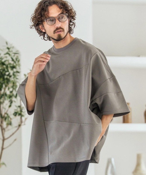 mt10393-Knit Look Crazy Pattern Relax Fit T-Shirt ニットソーT