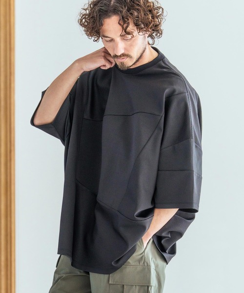Magine(マージン)の「mt10393-Knit Look Crazy Pattern Relax Fit T-Shirt ニットソーTシャツ(MGN-261-024)(Tシャツ/カットソー・メンズ・チャコール/ホワイト/ブラック・44/46/48)」の3枚目の写真