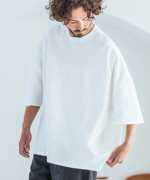 Magine(マージン)の「mt10393-Knit Look Crazy Pattern Relax Fit T-Shirt ニットソーTシャツ(MGN-261-024)(Tシャツ/カットソー・メンズ・チャコール/ホワイト/ブラック・44/46/48)」の11枚目の写真