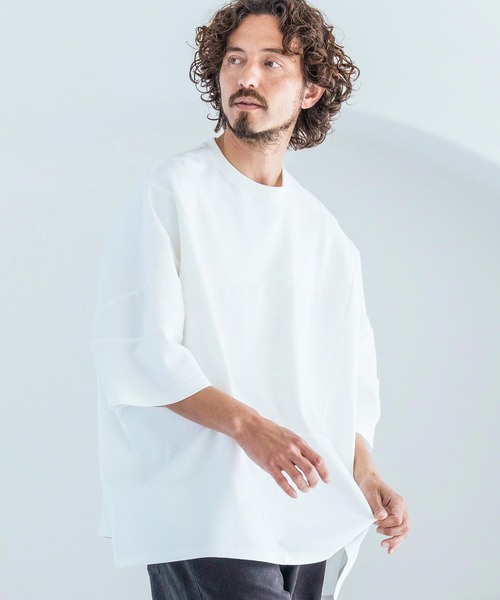 Magine(マージン)の「mt10393-Knit Look Crazy Pattern Relax Fit T-Shirt ニットソーTシャツ(MGN-261-024)(Tシャツ/カットソー・メンズ・チャコール/ホワイト/ブラック・44/46/48)」の13枚目の写真