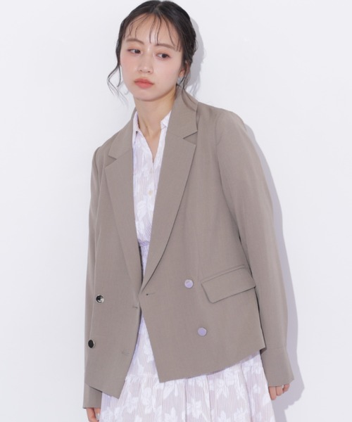 JILL by JILL STUART(ジルバイジルスチュアート)の「サマーツイルテーラードジャケット(テーラードジャケット・レディース・ネイビー/ブラウン・MEDIUM/SMALL)」の2枚目の写真