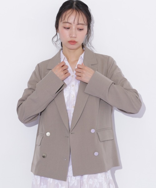 JILL by JILL STUART(ジルバイジルスチュアート)の「サマーツイルテーラードジャケット(テーラードジャケット・レディース・ネイビー/ブラウン・MEDIUM/SMALL)」の15枚目の写真