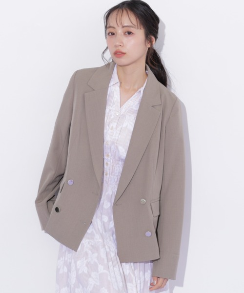 JILL by JILL STUART(ジルバイジルスチュアート)の「サマーツイルテーラードジャケット(テーラードジャケット・レディース・ネイビー/ブラウン・MEDIUM/SMALL)」の11枚目の写真