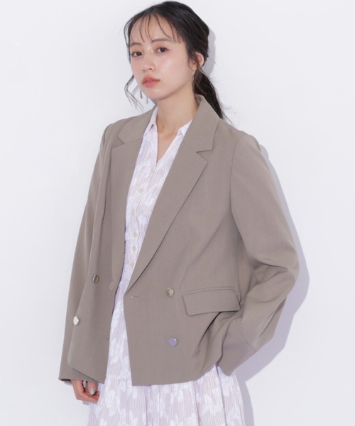 JILL by JILL STUART(ジルバイジルスチュアート)の「サマーツイルテーラードジャケット(テーラードジャケット・レディース・ネイビー/ブラウン・MEDIUM/SMALL)」の12枚目の写真