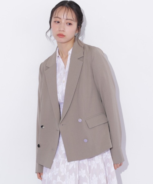 JILL by JILL STUART(ジルバイジルスチュアート)の「サマーツイルテーラードジャケット(テーラードジャケット・レディース・ネイビー/ブラウン・MEDIUM/SMALL)」の16枚目の写真