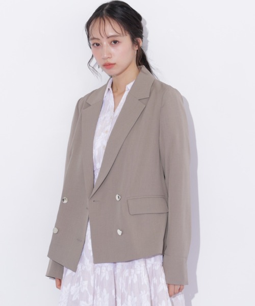 JILL by JILL STUART(ジルバイジルスチュアート)の「サマーツイルテーラードジャケット(テーラードジャケット・レディース・ネイビー/ブラウン・MEDIUM/SMALL)」の17枚目の写真