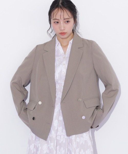 JILL by JILL STUART(ジルバイジルスチュアート)の「サマーツイルテーラードジャケット(テーラードジャケット・レディース・ネイビー/ブラウン・MEDIUM/SMALL)」の14枚目の写真