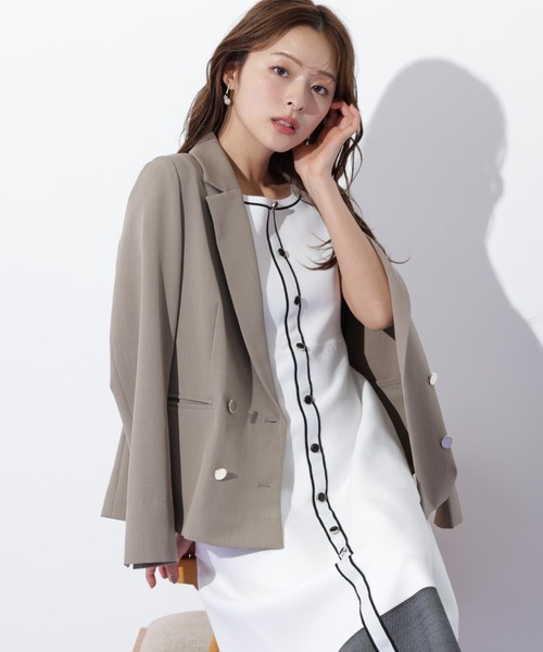 JILL by JILL STUART(ジルバイジルスチュアート)の「サマーツイルテーラードジャケット(テーラードジャケット・レディース・ネイビー/ブラウン・MEDIUM/SMALL)」の10枚目の写真