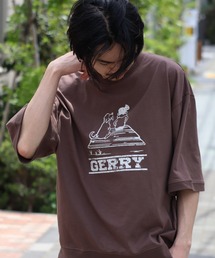 【GERRY/ジェリー】接触冷感スラブ天竺 カスレプリント 半袖Tシャツ