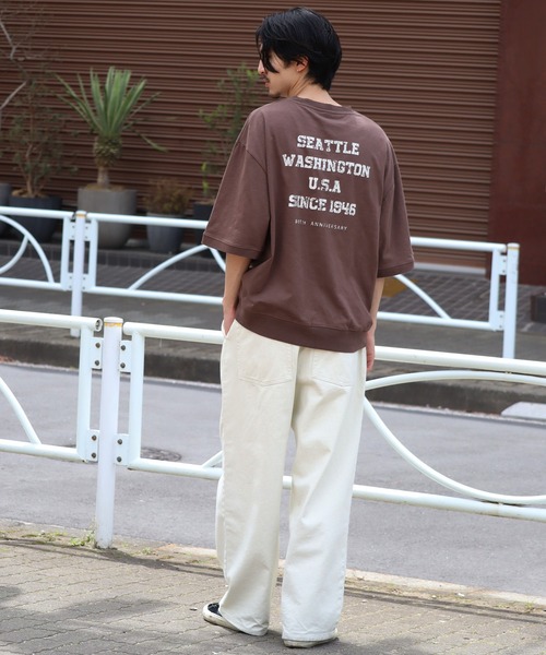 GERRY（ジェリー）の「【GERRY/ジェリー】接触冷感スラブ天竺 カスレプリント 半袖Tシャツ（Tシャツ/カットソー・メンズ・アイボリー/ブラック/ブラウン・M/LL/L）」の4枚目の写真
