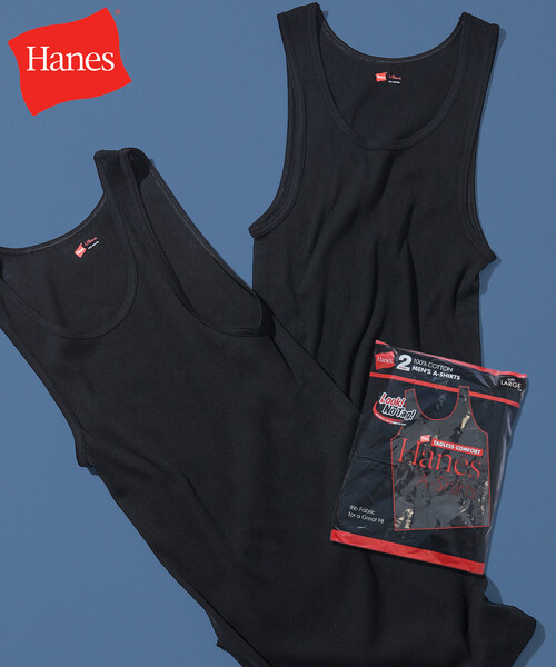 FREAK'S STORE（フリークスストア）の「限定展開 Hanes/ヘインズ [2枚組] Aシャツ ヘインズ（タンクトップ・メンズ・ブラック/グレー・SMALL/MEDIUM）」の2枚目の写真