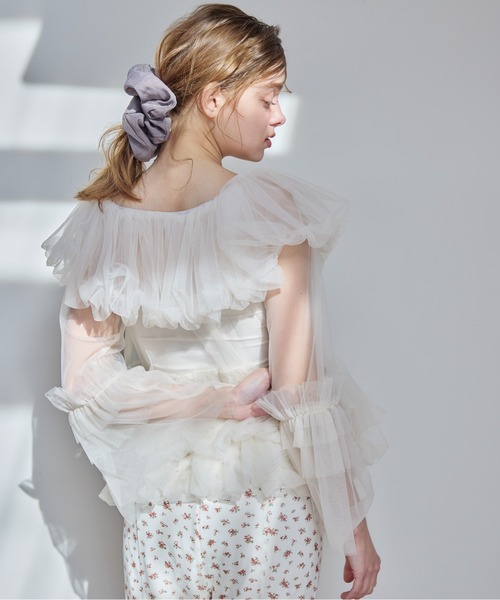 etre loin(エトルワン)の「Rose tulle off shoulder blouse(シャツ/ブラウス・レディース・ピンク/ホワイト/ブラック・M)」の7枚目の写真