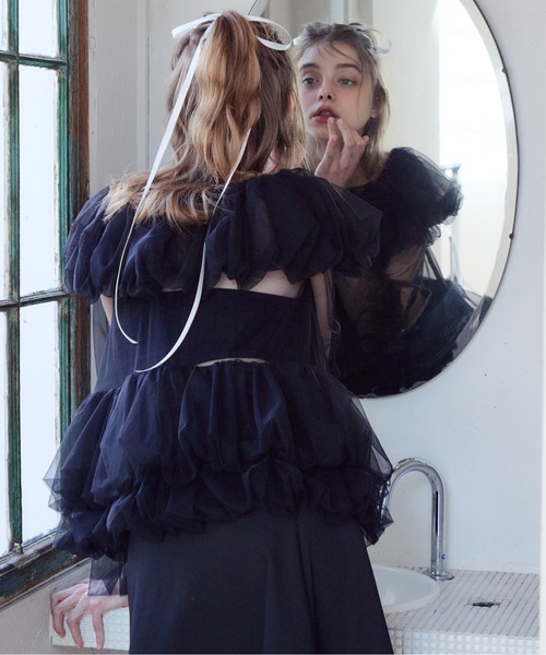 etre loin(エトルワン)の「Rose tulle off shoulder blouse(シャツ/ブラウス・レディース・ピンク/ホワイト/ブラック・M)」の20枚目の写真