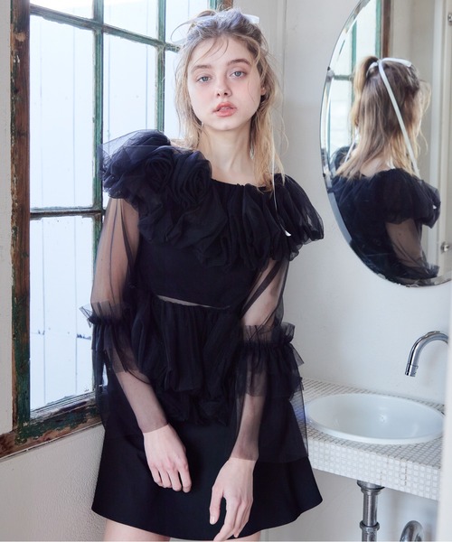 etre loin(エトルワン)の「Rose tulle off shoulder blouse(シャツ/ブラウス・レディース・ピンク/ホワイト/ブラック・M)」の19枚目の写真