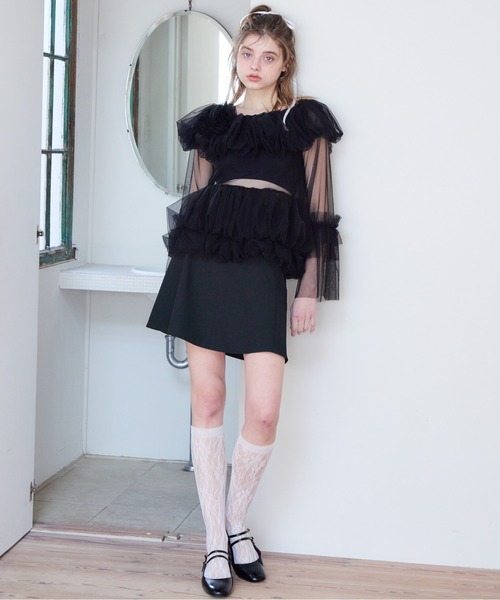 etre loin(エトルワン)の「Rose tulle off shoulder blouse(シャツ/ブラウス・レディース・ピンク/ホワイト/ブラック・M)」の9枚目の写真