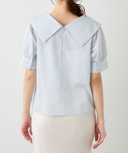 La boutique BonBon（ラブティックボンボン）の「【最強愛され】ストライプアシメビッグカラー半袖ブラウス（シャツ/ブラウス・レディース・ミント/ピンク・FREE）」の11枚目の写真