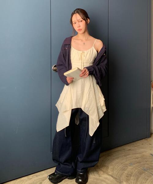 FREE'S MART（フリーズマート）の「イレヘムチュニックキャミワンピース（ワンピース・レディース・ブラック/ホワイト/ホワイト系その他・FREE）」の4枚目の写真