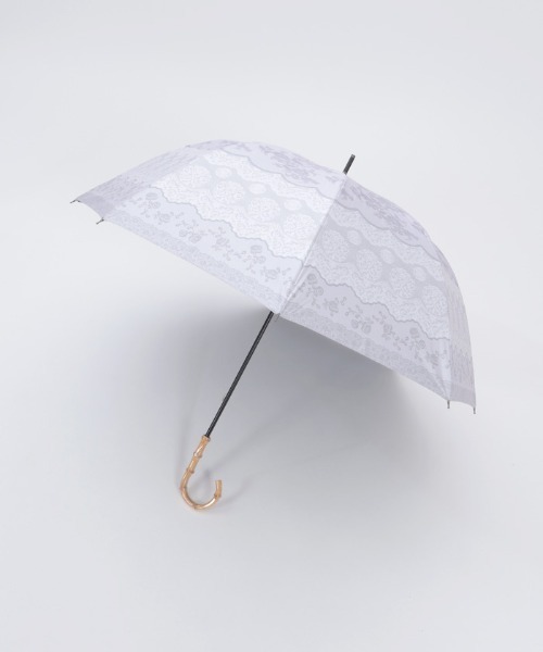 axes femme（アクシーズファム）の「レース柄晴雨兼用ショート傘（長傘・レディース・チャコール/ラベンダー・FREE）」の2枚目の写真