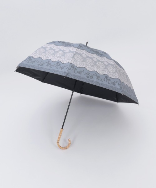 axes femme（アクシーズファム）の「レース柄晴雨兼用ショート傘（長傘・レディース・チャコール/ラベンダー・FREE）」の3枚目の写真