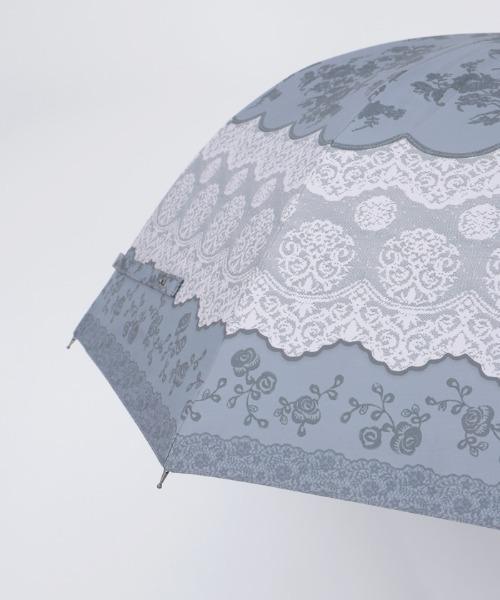 axes femme（アクシーズファム）の「レース柄晴雨兼用ショート傘（長傘・レディース・チャコール/ラベンダー・FREE）」の5枚目の写真