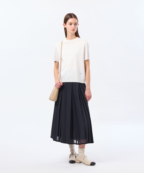 MACKINTOSH PHILOSOPHY（ﾏｯｷﾝﾄｯｼｭ ﾌｨﾛｿﾌｨｰ）の「シルキーコットンハイゲージニット（Tシャツ/カットソー・レディース・ライトイエロー/ブラウン系その他4/オフホワイト/ダークネイビー・38）」の5枚目の写真