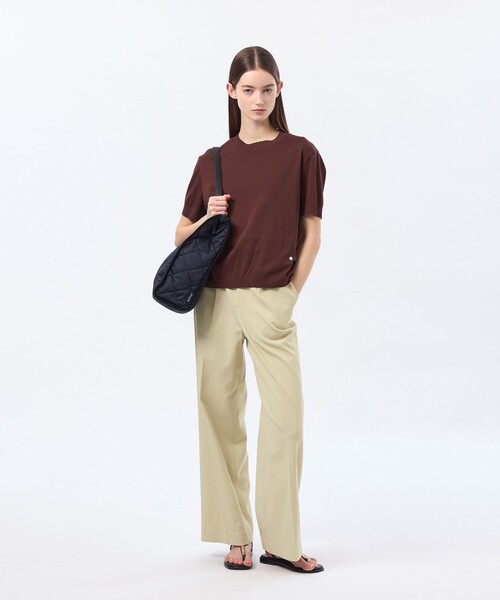 MACKINTOSH PHILOSOPHY（ﾏｯｷﾝﾄｯｼｭ ﾌｨﾛｿﾌｨｰ）の「シルキーコットンハイゲージニット（Tシャツ/カットソー・レディース・ライトイエロー/ブラウン系その他4/オフホワイト/ダークネイビー・38）」の7枚目の写真