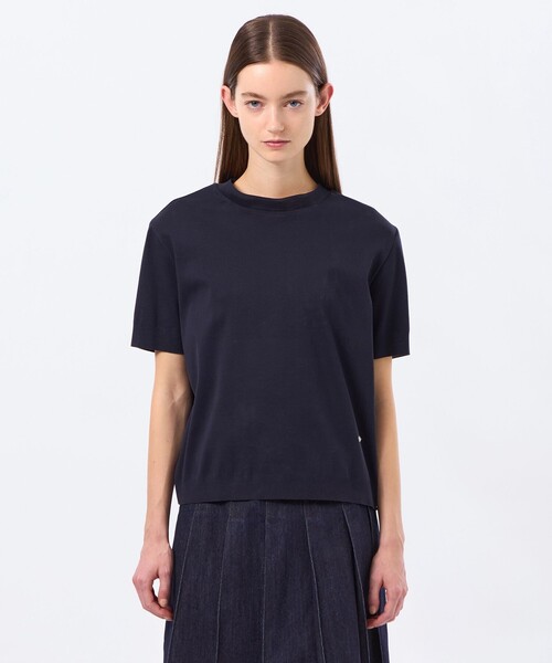 MACKINTOSH PHILOSOPHY（ﾏｯｷﾝﾄｯｼｭ ﾌｨﾛｿﾌｨｰ）の「シルキーコットンハイゲージニット（Tシャツ/カットソー・レディース・ライトイエロー/ブラウン系その他4/オフホワイト/ダークネイビー・38）」の9枚目の写真