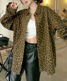 オーバーサイズレオパード柄シャツ
